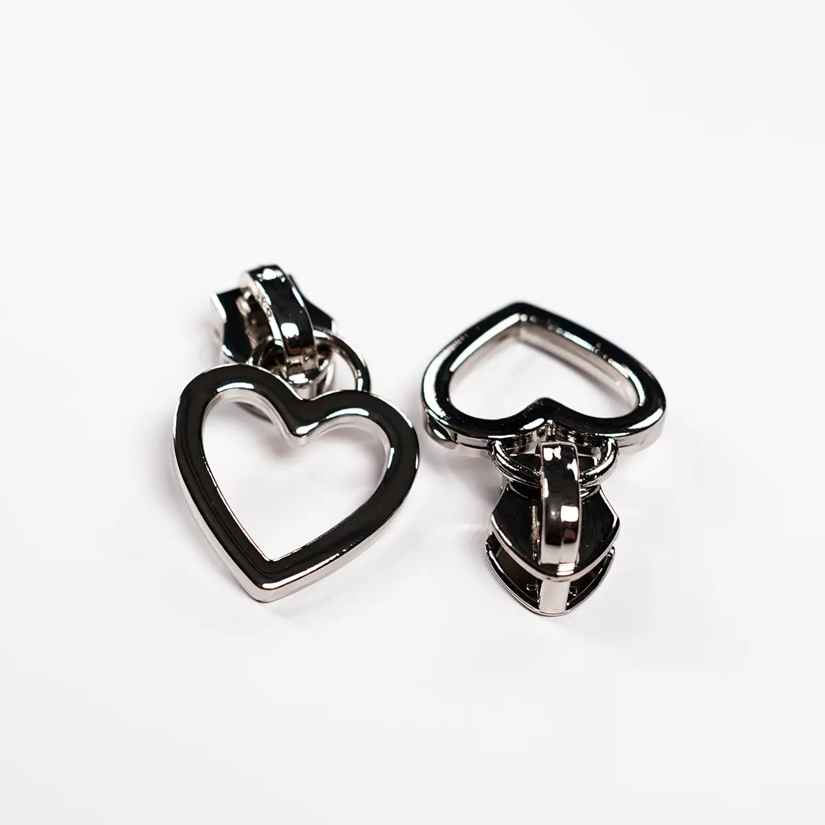 Chrome Heart Zipper Pulls for Nylon Coil Zipper, 2 Pack.