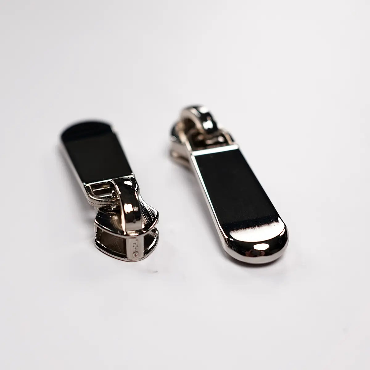 No 5 Metallic Nylon Long Zipper Pulls 2 Pack Chrome
