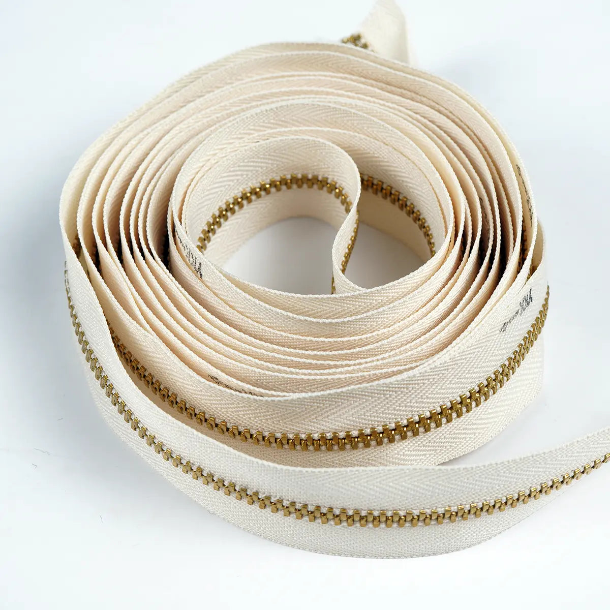 No 4.5 YKK Nickel Metal Zipper, 3 Yards, Natural Color.
