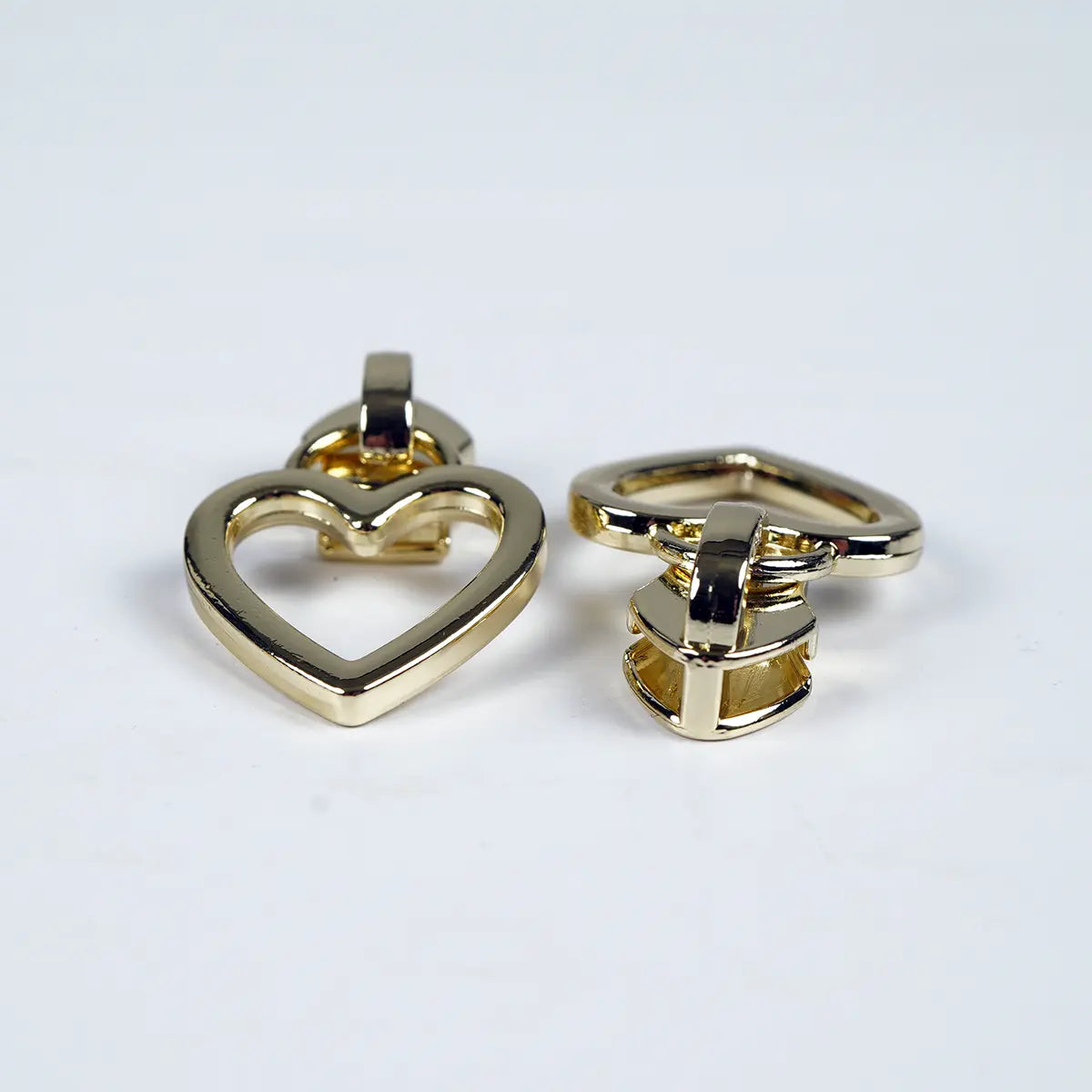 No 5 Metallic Nylon Heart Zipper Pulls 2 Pack Gold