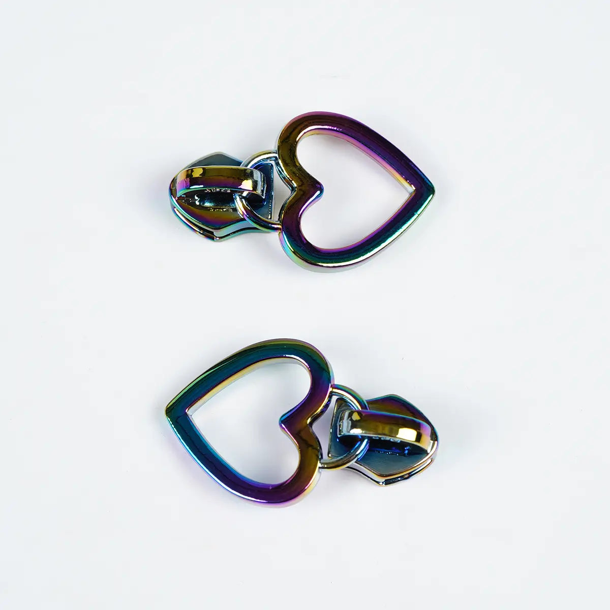 Rainbow Heart Shaped No 5 Nylon Zipper Pulls, 2 Pack.