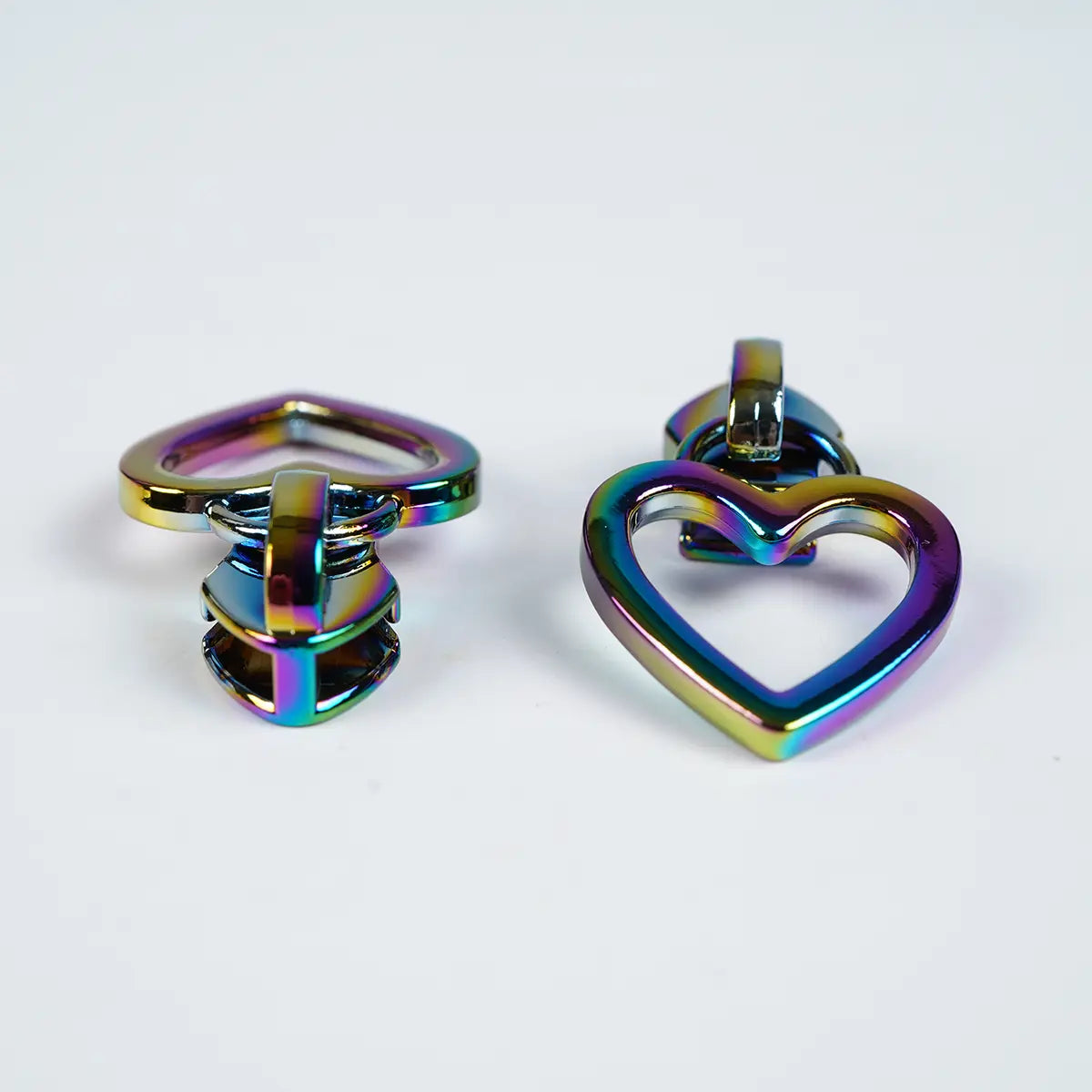 Heart Shaped No 5 Nylon Zipper Pulls in Rainbow Color, 2 Pack.