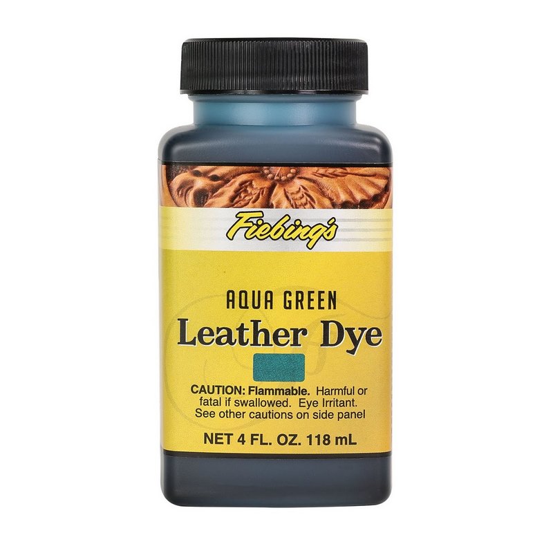 Fiebings Leather Dye 4 Ounce Bottle, Aqua Green.