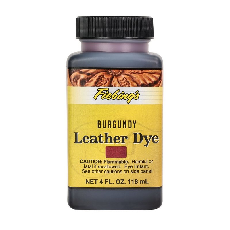 Fiebings Leather Dye 4 Ounce Bottle, Burgundy.