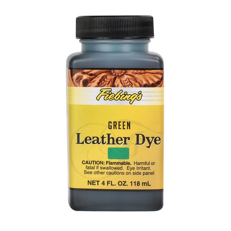 Fiebings Leather Dye 4 Ounce Bottle, Green.