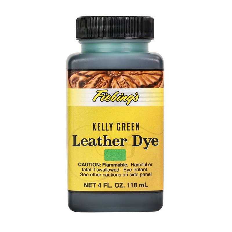 Fiebings Leather Dye 4 Ounce Bottle, Kelly Green.