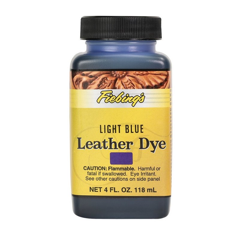 Fiebings Leather Dye 4 Ounce Bottle, Light Blue.