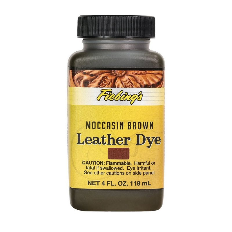 Fiebings Leather Dye 4 Ounce Bottle, Moccasin Brown.