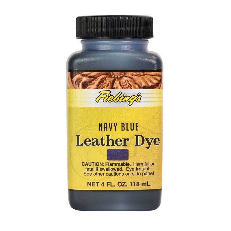 Fiebings Leather Dye 4 Ounce Bottle, Navy Blue.