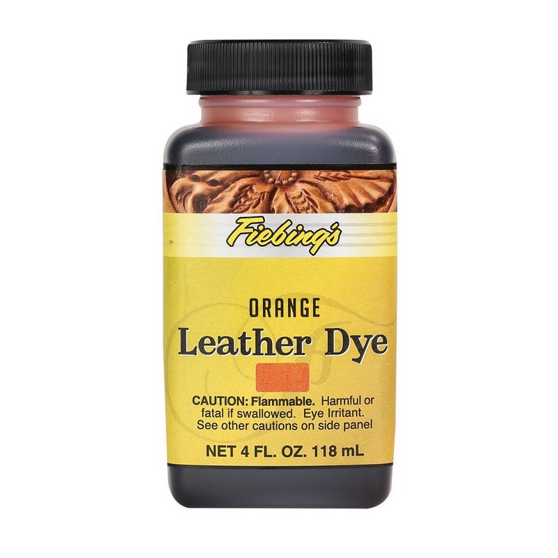 Fiebings Leather Dye 4 Ounce Bottle, Orange.