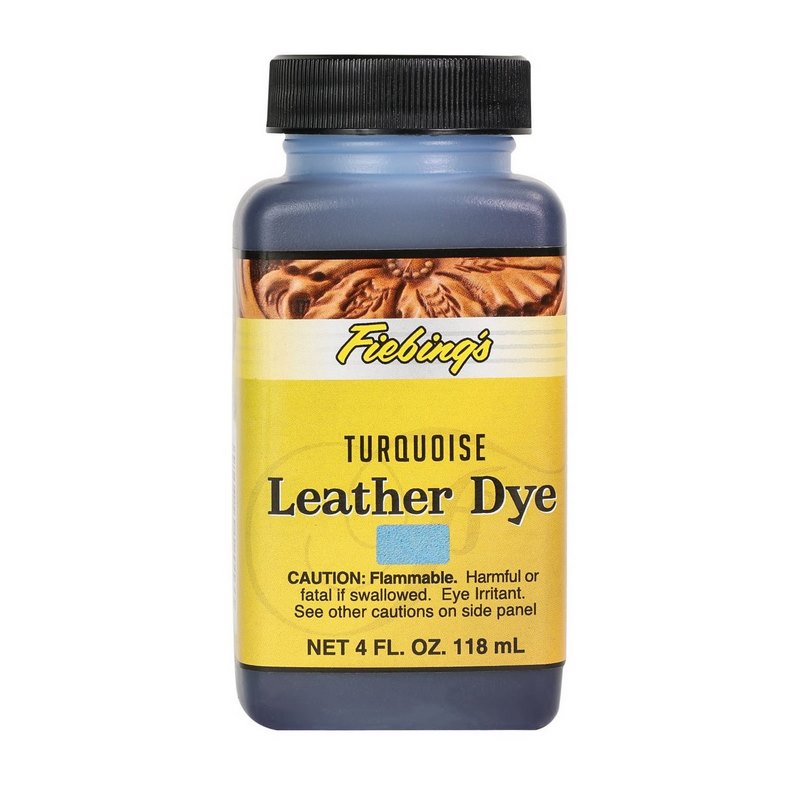 Fiebings Leather Dye 4 Ounce Bottle, Turquoise.
