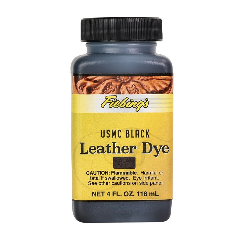 Fiebings Leather Dye 4 Ounce Bottle, USMC Black.