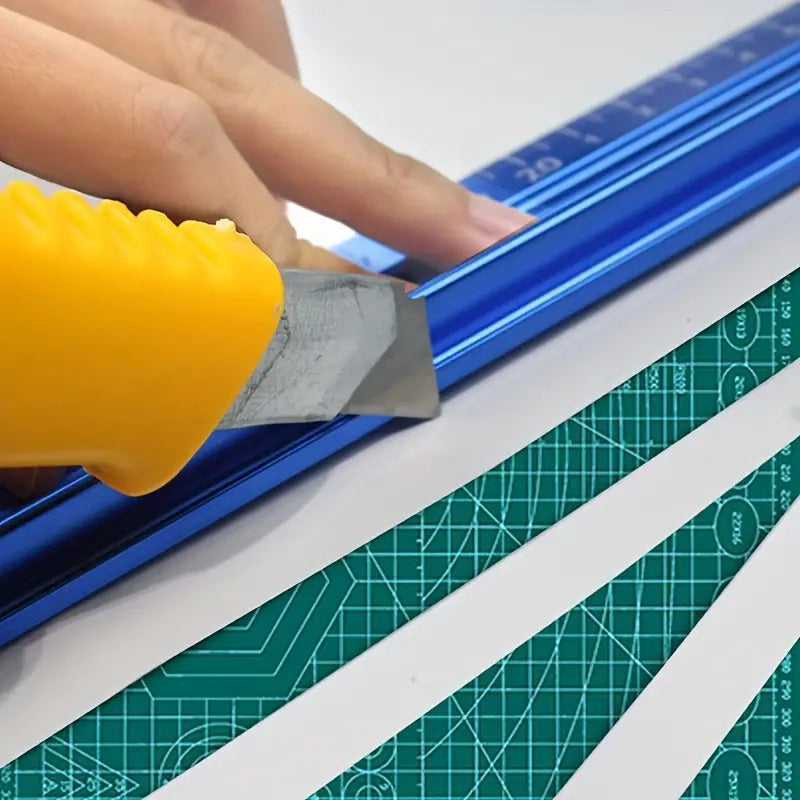 Blue Aluminum Metric Safety Ruler 20cm – Leatherado Leather Supply