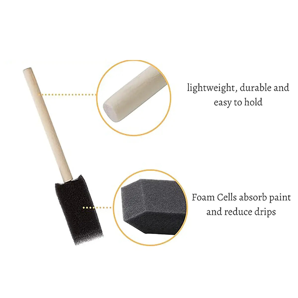 Bates 1 Inch Foam Brush, 10 Pack.
