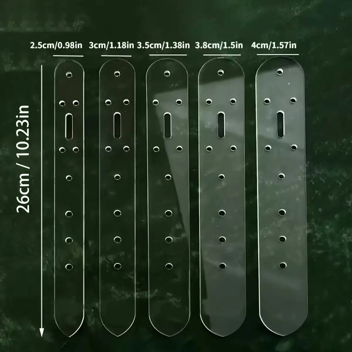 Belt End Clear Acrylic Templates -  5 Piece.