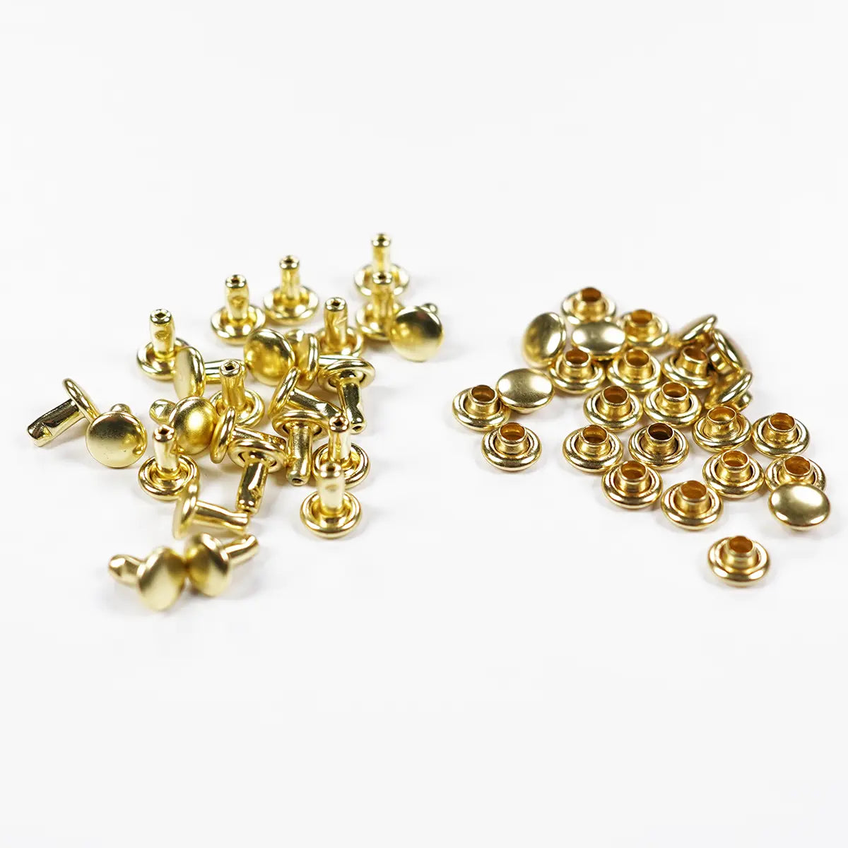6mm x 6.4mm Solid Brass Double Cap Rivets 25 Pack