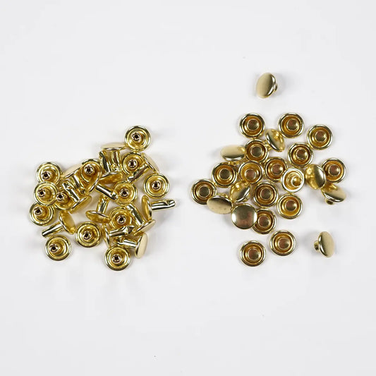 7mm x 7.9mm Solid Brass Double Cap Rivets 25 Pack