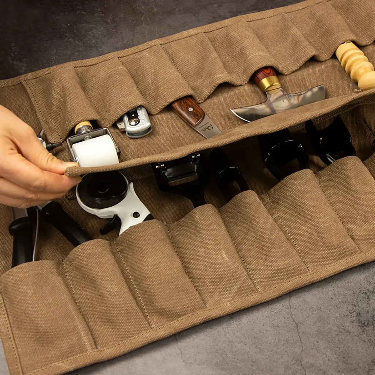 Canvas Tool Roll Bag for Leatherworkers.