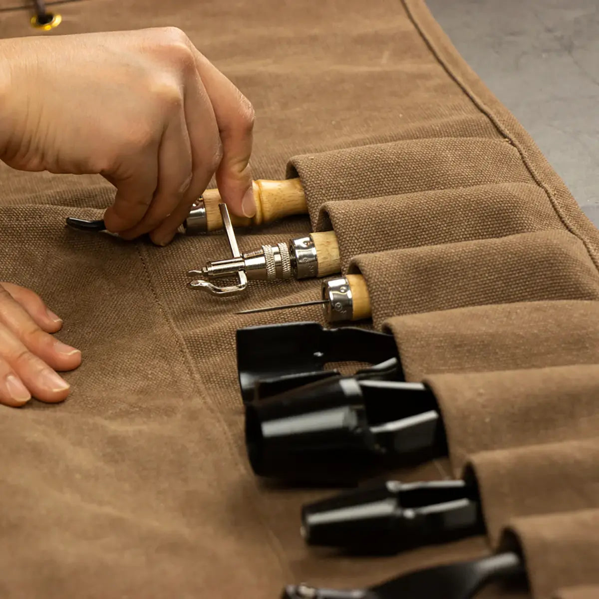 Canvas Tool Roll Bag for Leatherworkers.
