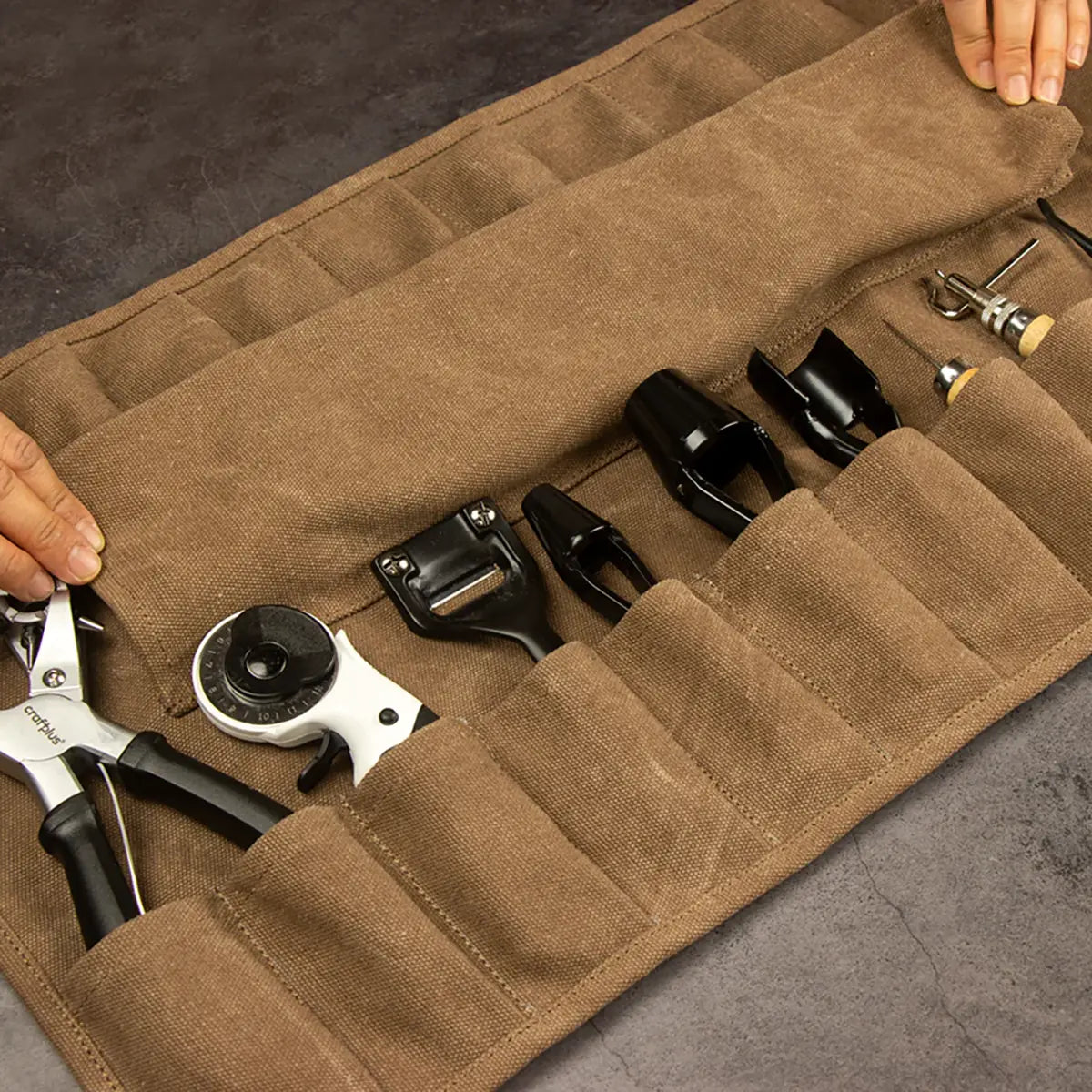 Canvas Tool Roll Bag for Leathercrafters.