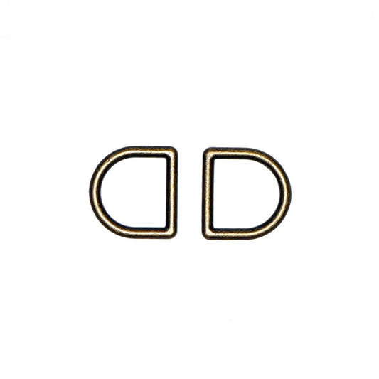 Antique Brass Cast D-Ring, 5/8 Inch, 2 Pack.
