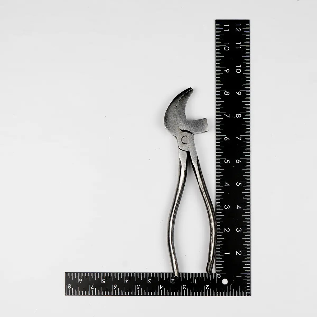 8 Inch Shoe making pliers with rounded pincer jaws for leatherworking and shoe repair.