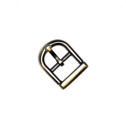 Antique Brass Center Bar D Buckle, 5/8 Inch.