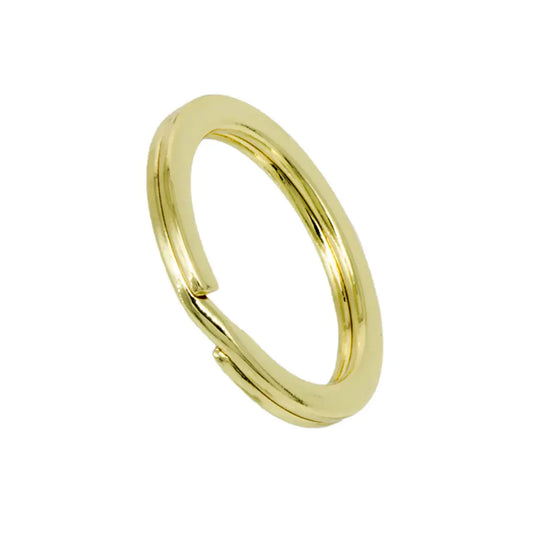 Deluxe Flat Key Rings 1.25 Inch 10 Pack, Brass.