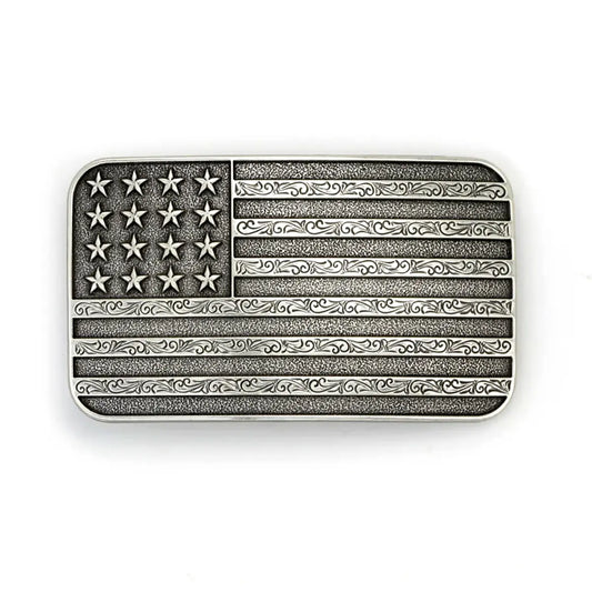 Dual-Side Engraved American Flag Trophy Buckle.