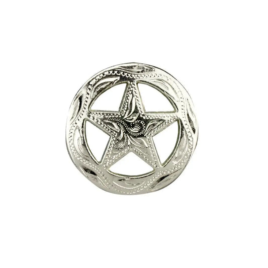 Large Engraved Ranger Star Screw Back Concho.