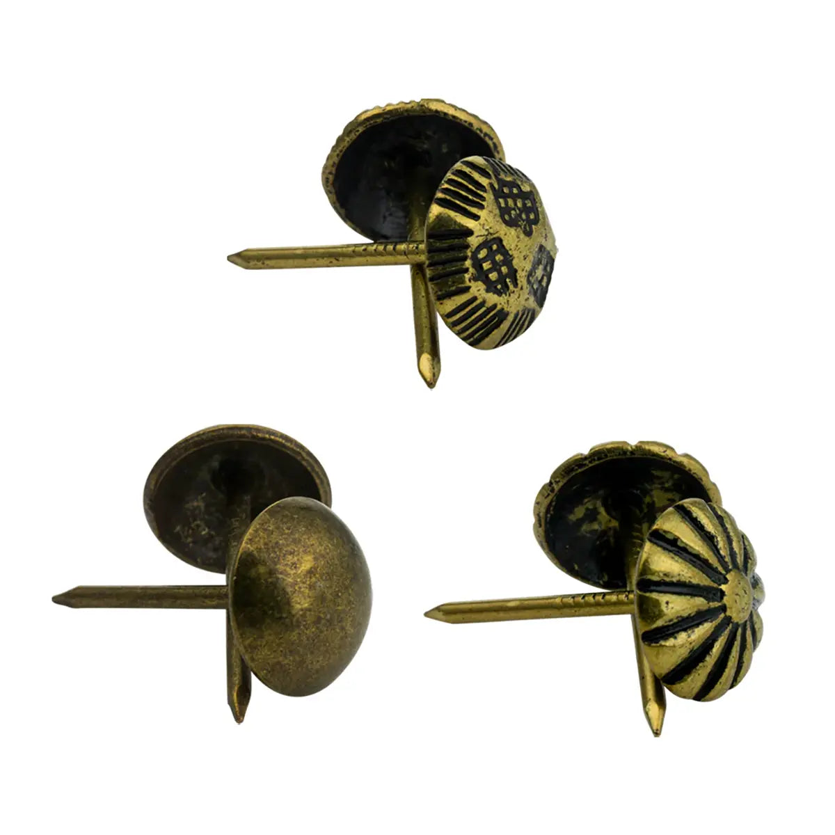 100 Pack of Upholstery Tacks in Three Styles.