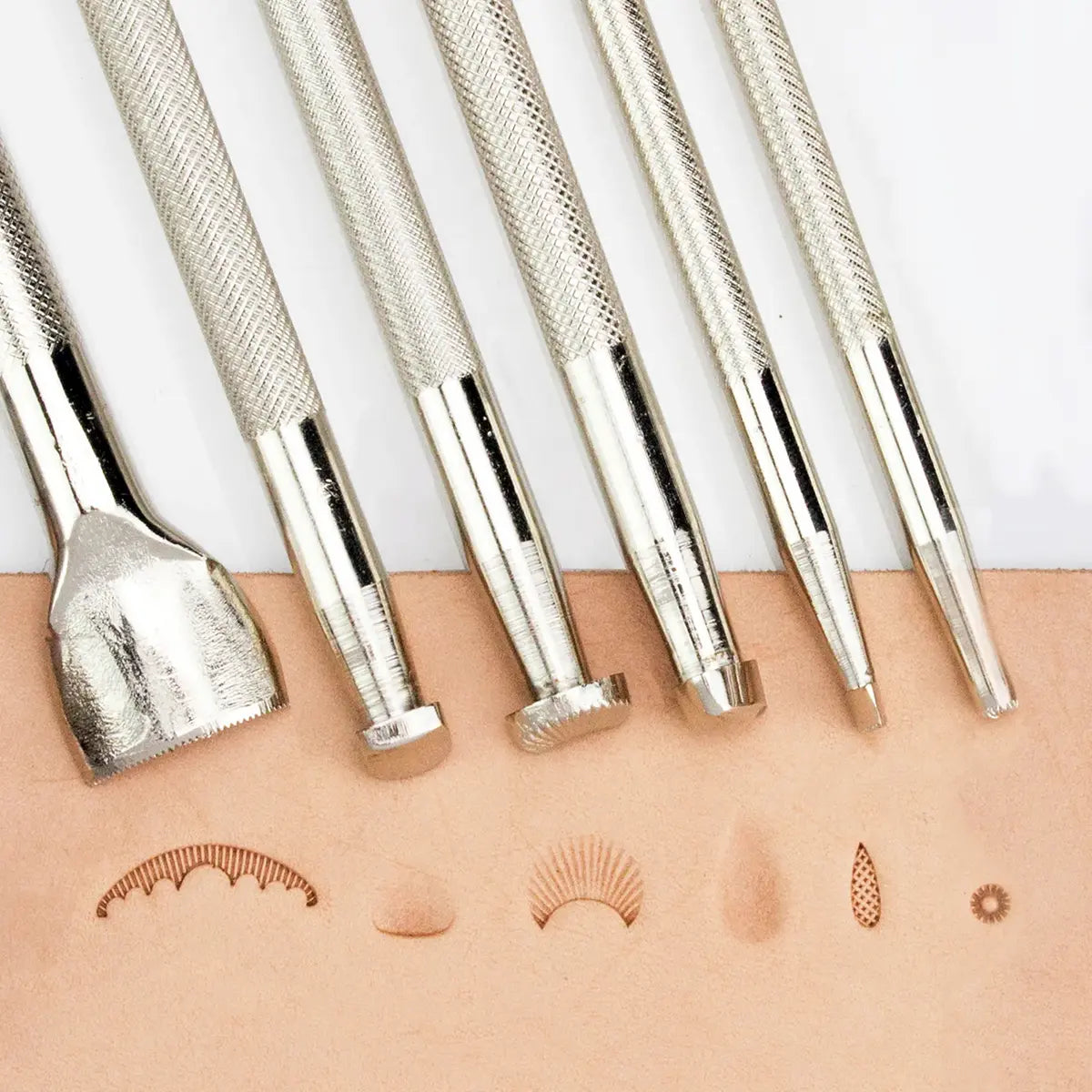 Ivan Basic Tooling Stamp 6 Piece Set for Leather Floral Carving.