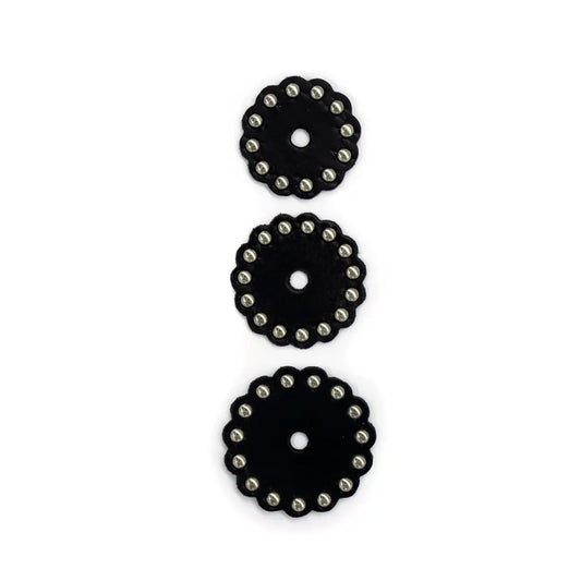 Black Scalloped Leather Conchos.