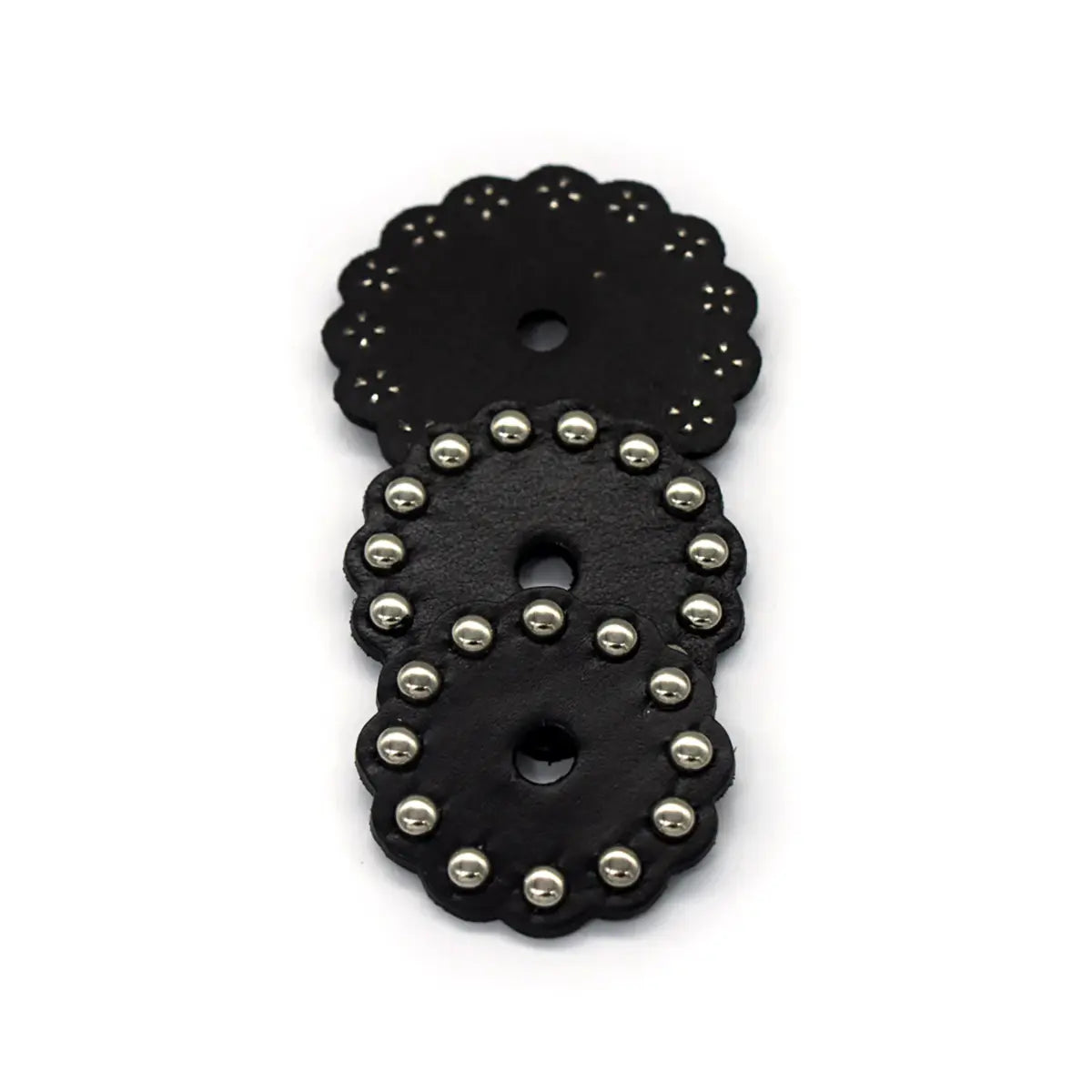 Black Scalloped Leather Conchos.