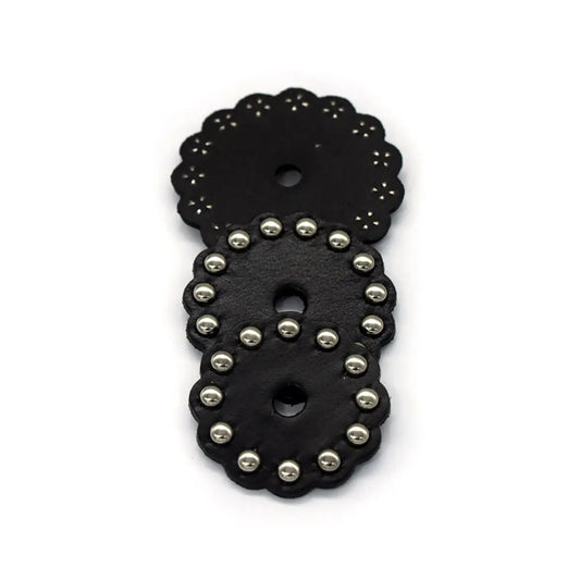 Black Scalloped Leather Conchos.