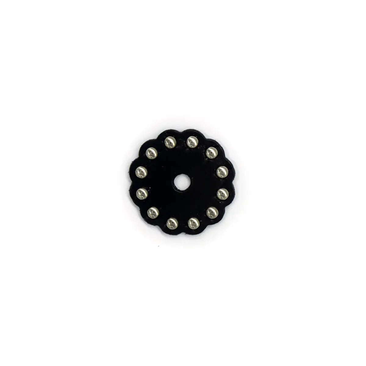 1 1/2 Inch Black Scalloped Leather Conchos.
