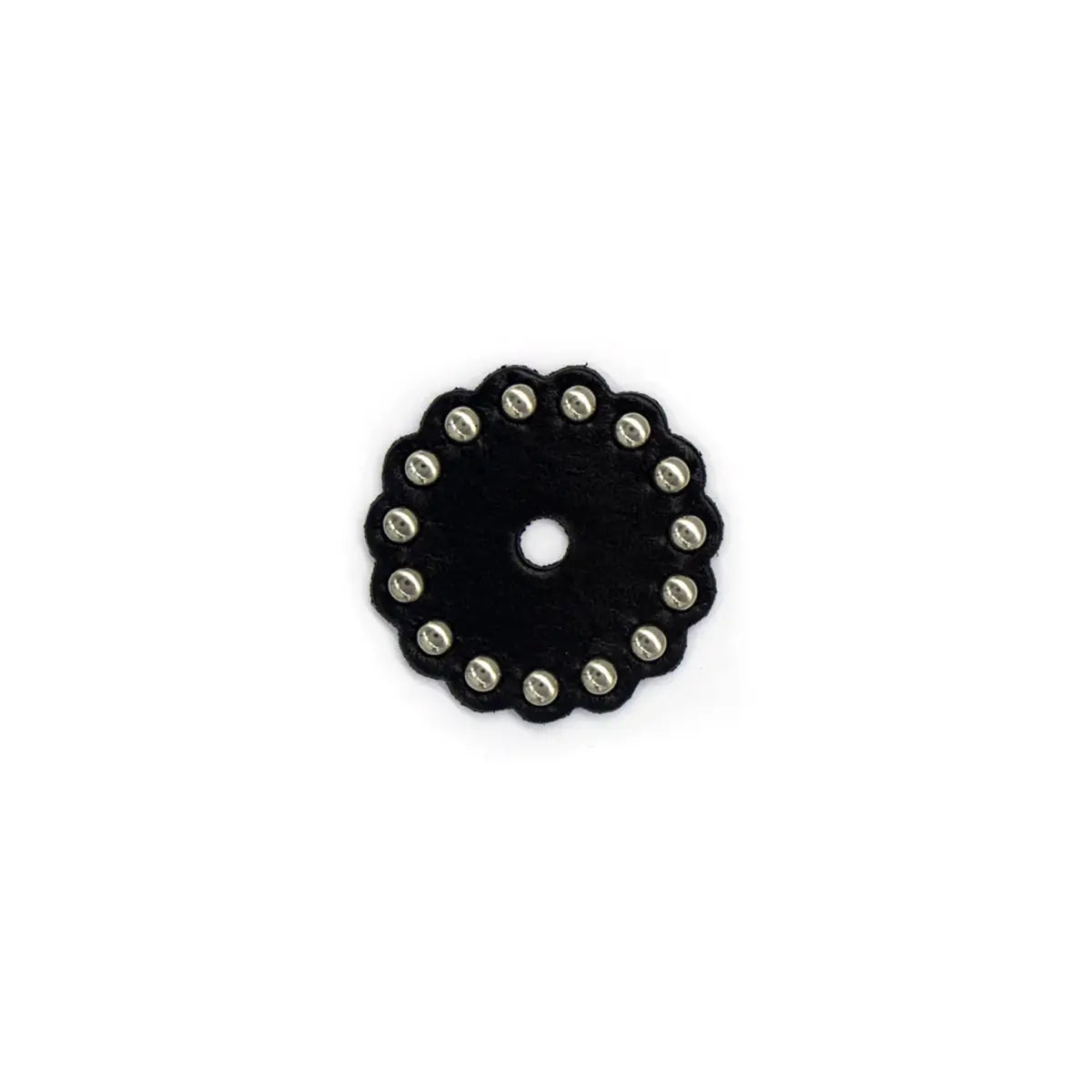 1 3/4 Inch Black Scalloped Leather Conchos.