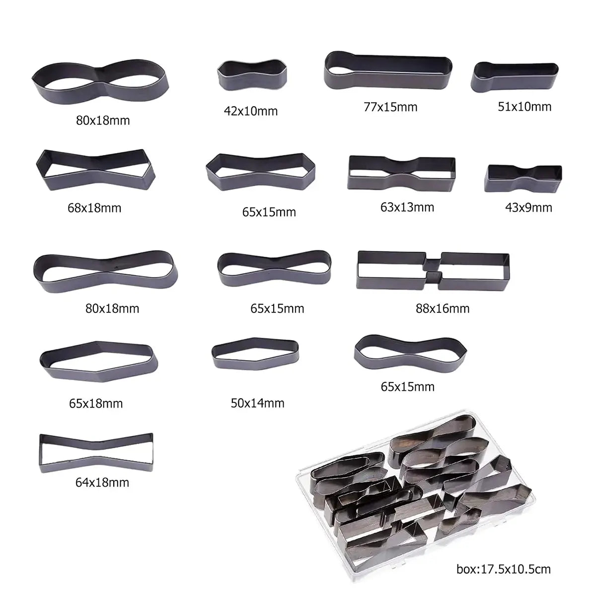 Economy D-Ring Tab Shape Die 15 Pcs Set.