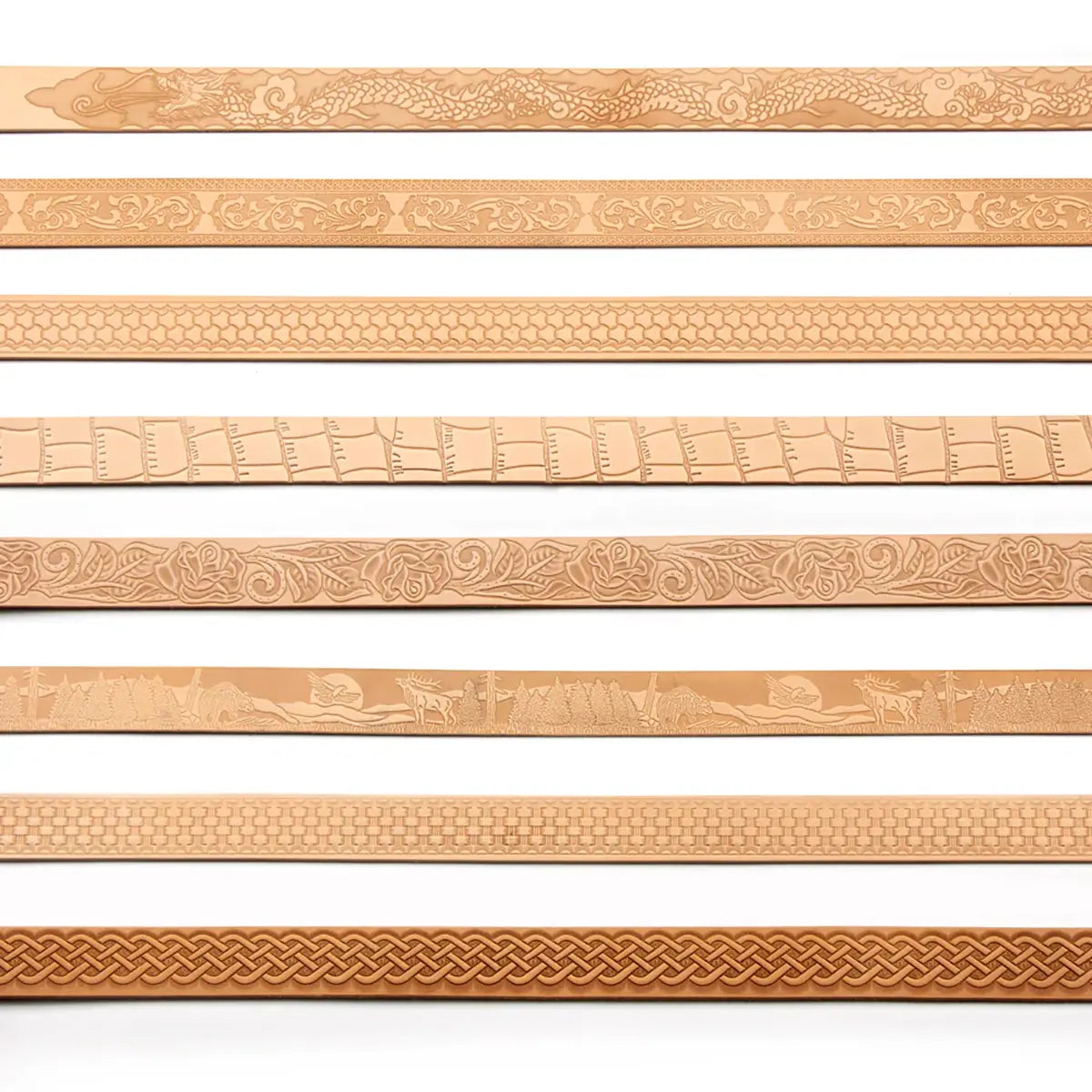 Vegetable Tanned Embossed Belt Blanks 9-10oz.