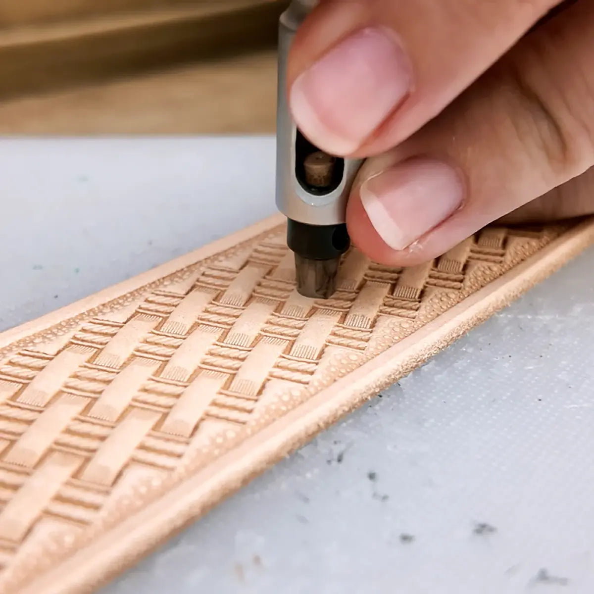 Vegetable Tanned Embossed Belt Blanks 9-10oz.