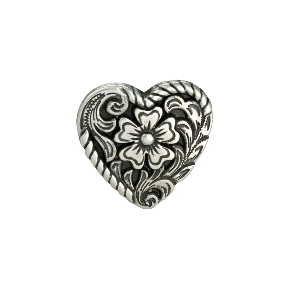3D Floral Decorative Screw Back Conchos - Heart.