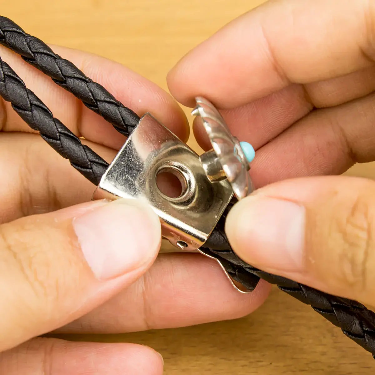 Nickel Concho Bolo Slip Clip.