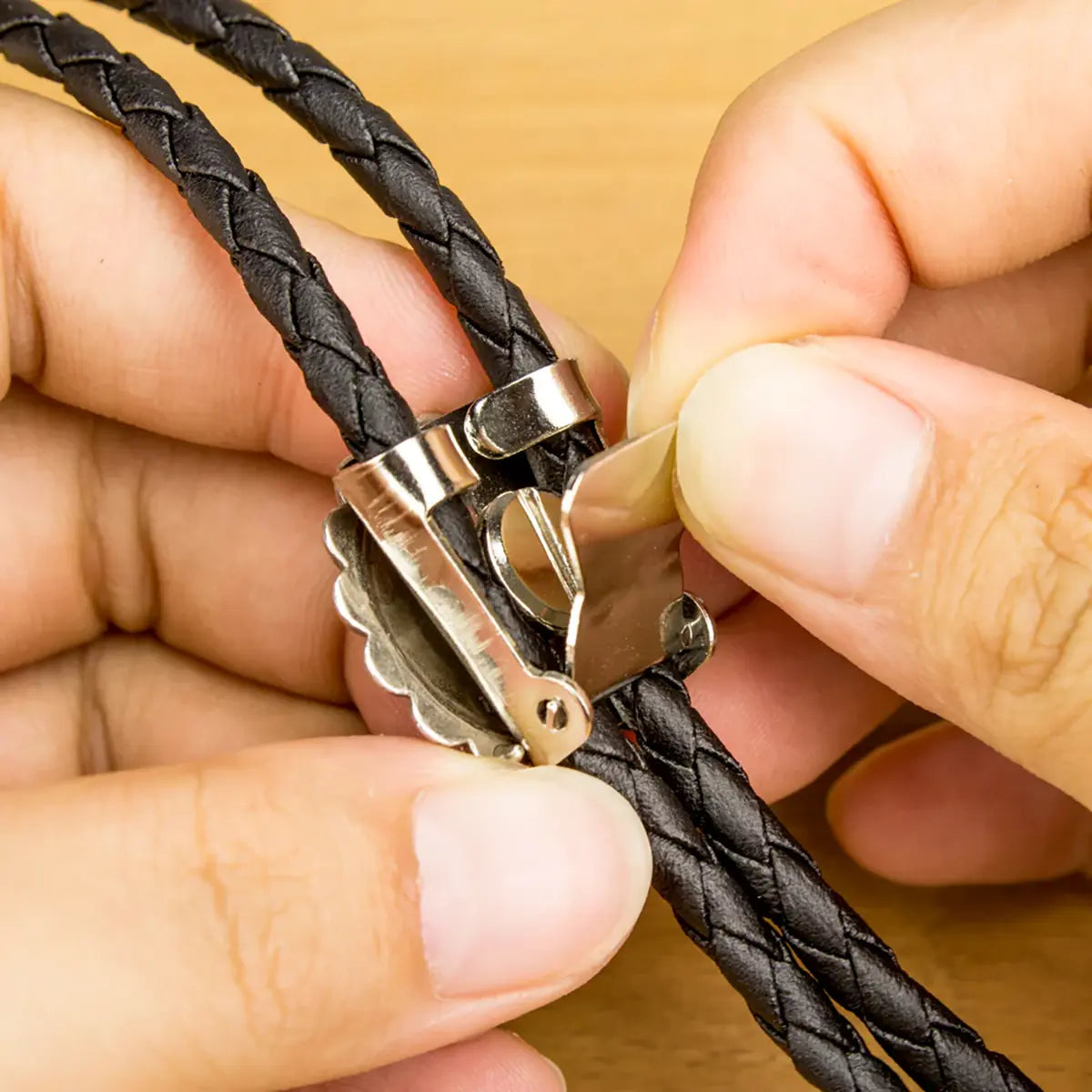 Nickel Concho Bolo Slip Clip.