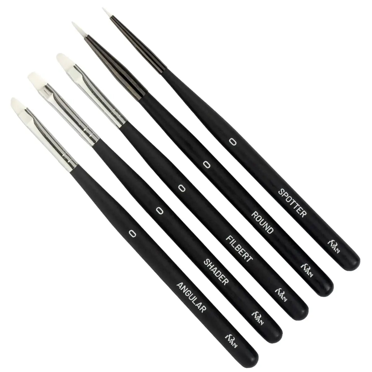 Nylon Detail Brush 5 Piece Set for Fine Leather Painting.