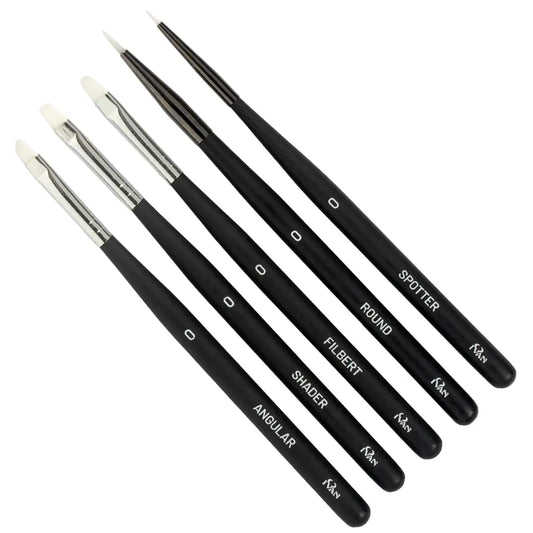 Nylon Detail Brush 5 Piece Set for Fine Leather Painting.