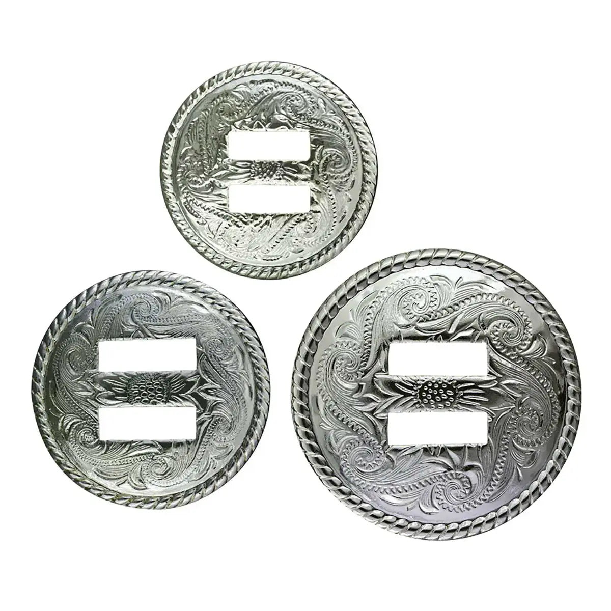 Rope Edge Decorative Slotted Conchos.