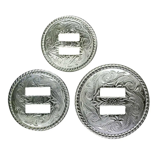 Rope Edge Decorative Slotted Conchos.