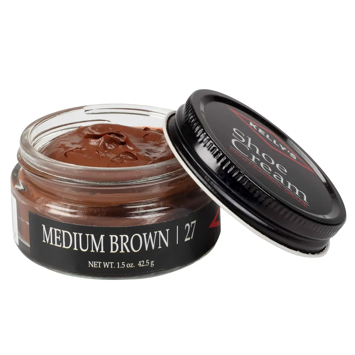 Medium Brown Kelly's Professional Grade Shoe Cream 1.5oz Jar.