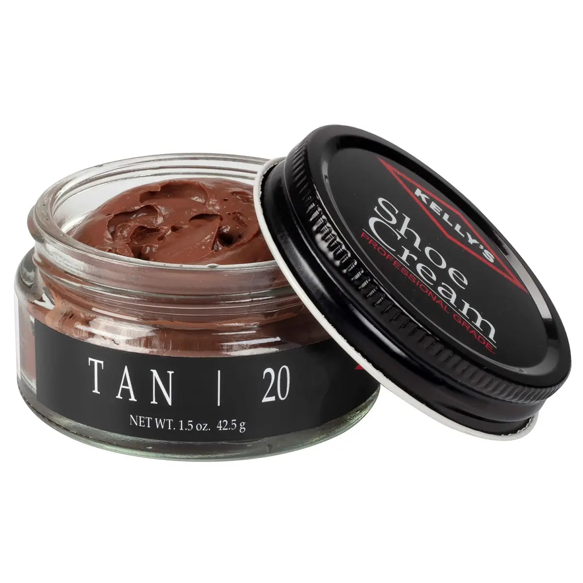 Tan Kelly's Professional Grade Shoe Cream 1.5oz Jar.