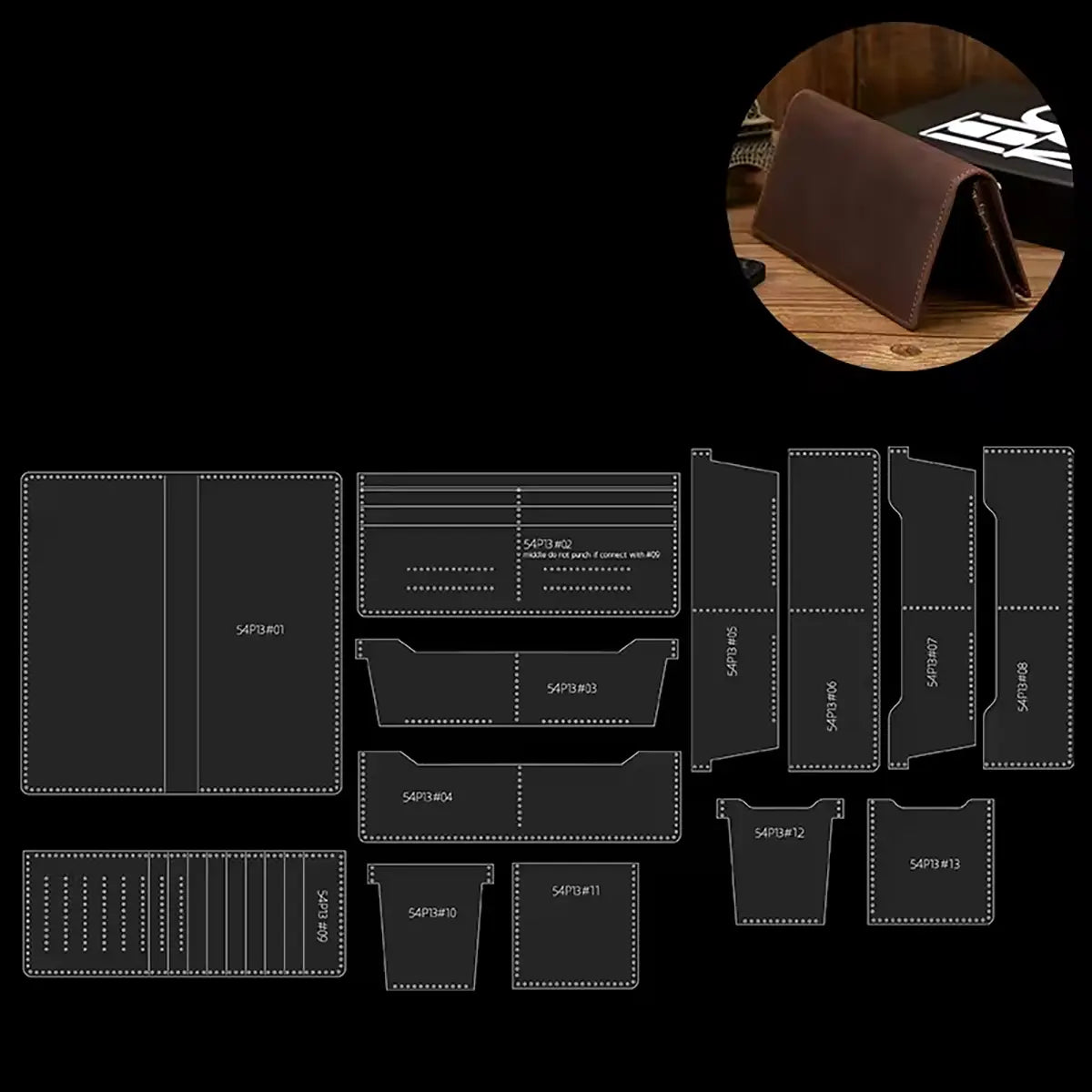 Long Wallet 13 Piece Acrylic Template Set.